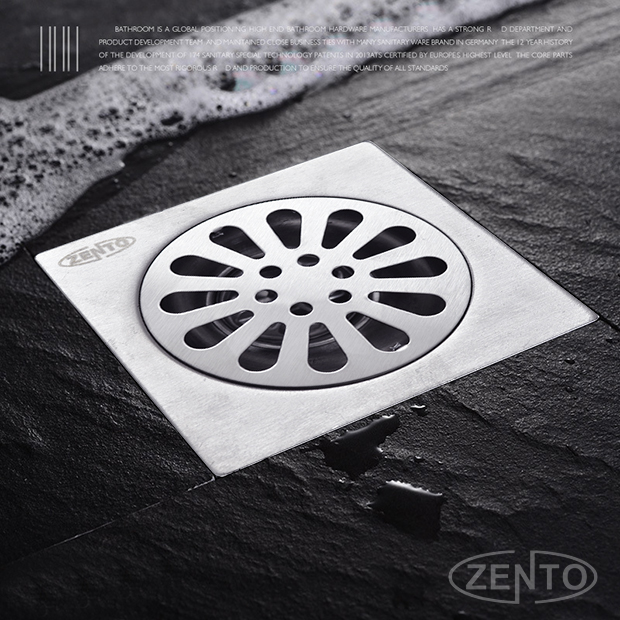Phễu thoát sàn chống mùi hôi inox Zento TS102-L (100x100mm)