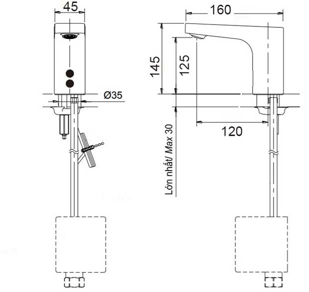 Vòi lavabo cảm ứng automatic faucet zt-af2801-black