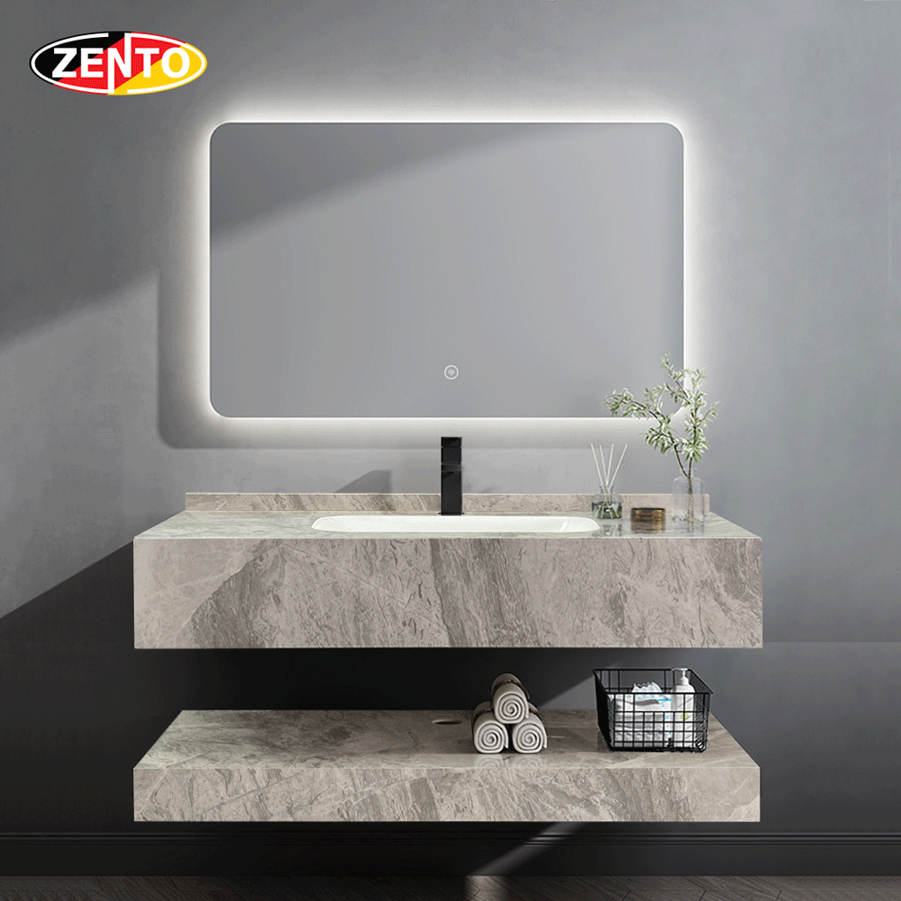 Bộ chậu lavabo, bàn đá, kệ, gương đèn Led ZT-LV8988-B (102)