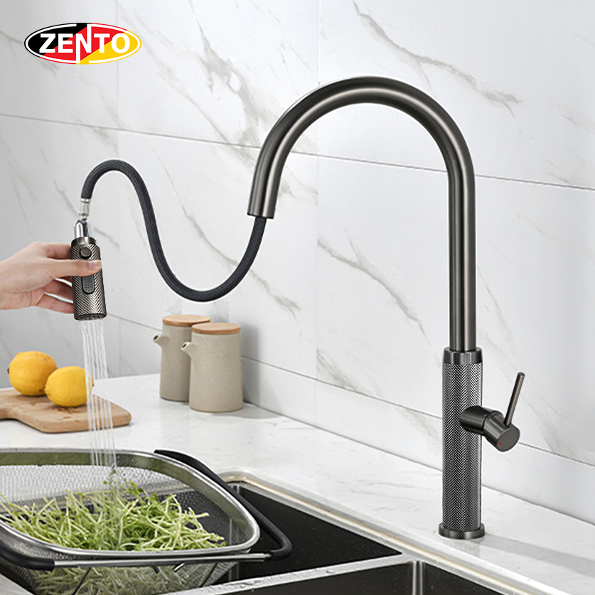 Vòi rửa chén bát nóng lạnh Pulldown Spray ZT2389-Gr (Dây rút) Vòi rửa chén bát nóng lạnh Pulldown Spray ZT2389-Gr (Dây rút)