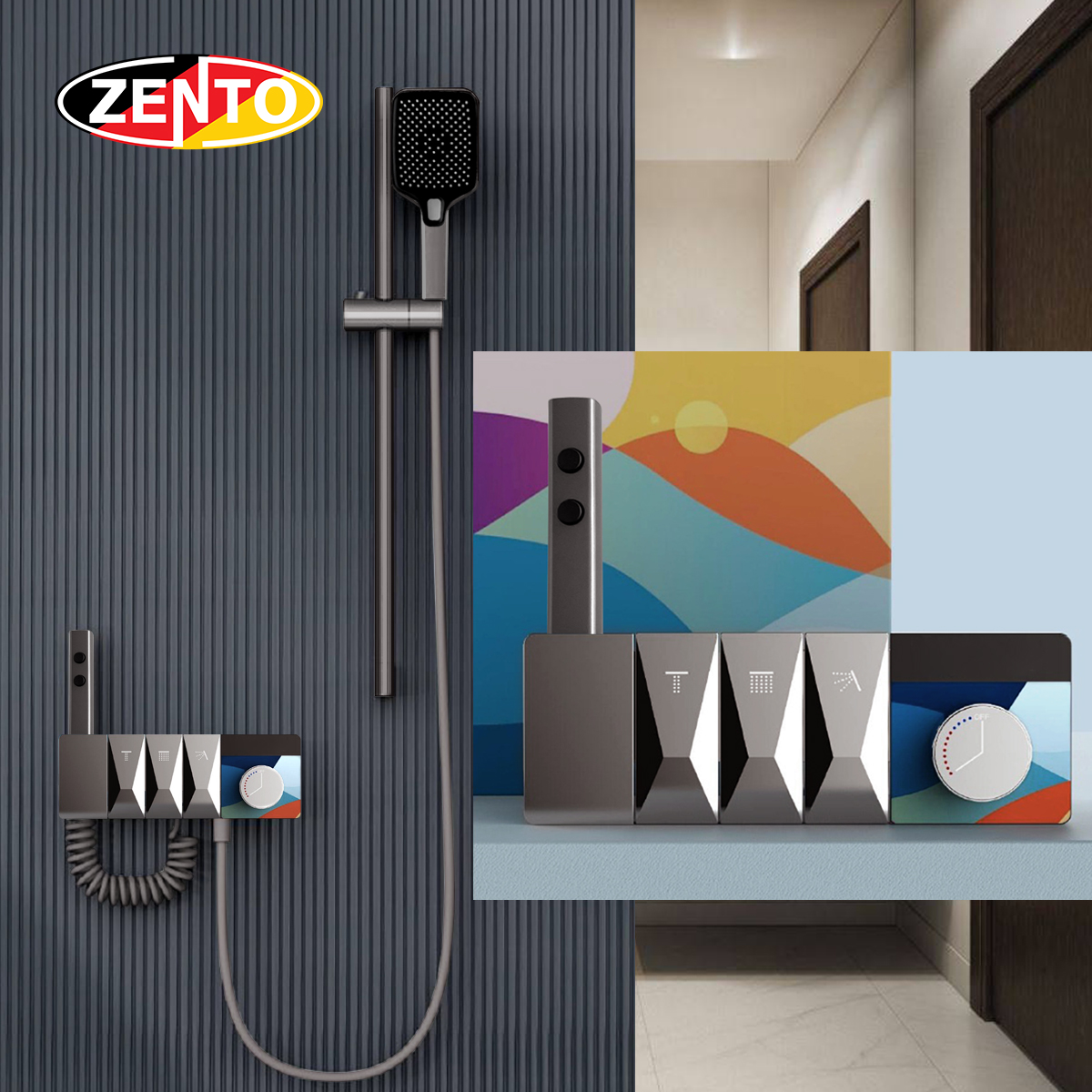 Bộ sen tắm nóng lạnh 3in1 Melody series ZT6172Gr Bộ sen tắm nóng lạnh 3in1 Melody series ZT6172Gr