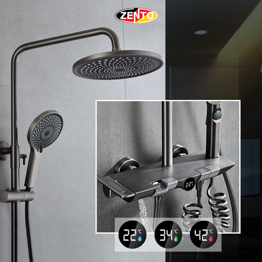 Bộ sen cây 4in1 hiển thị nhiệt độ nước ZT8150Gr (digital display shower)