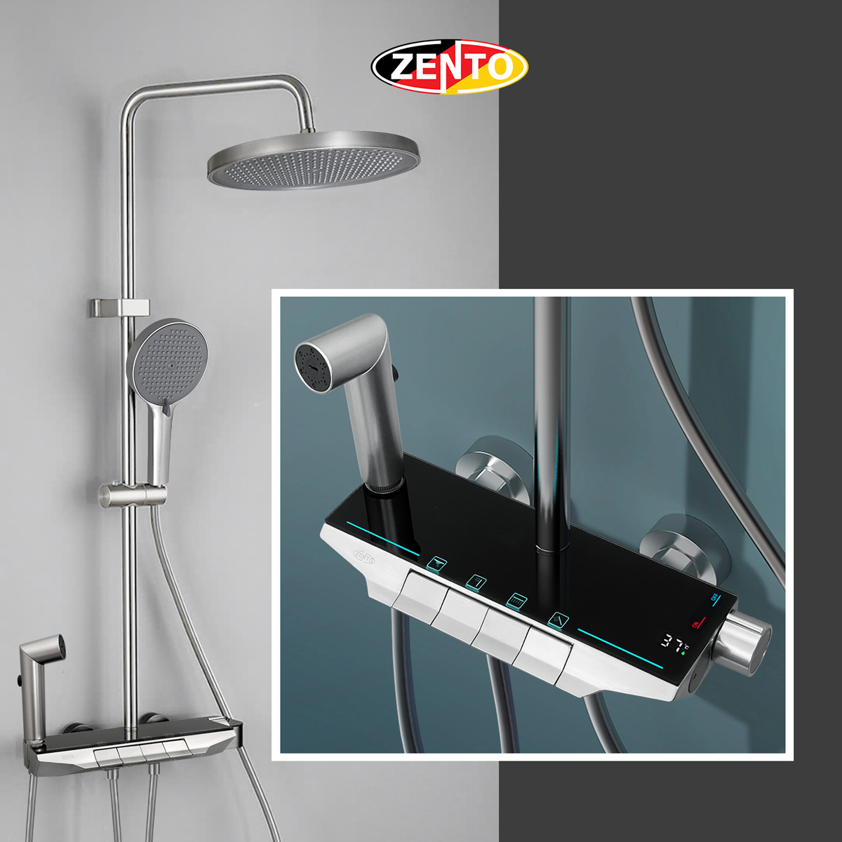 Bộ sen cây 4in1 hiển thị nhiệt độ nước ZT8177 (digital display shower) Bộ sen cây 4in1 hiển thị nhiệt độ nước ZT8177 (digital display shower)
