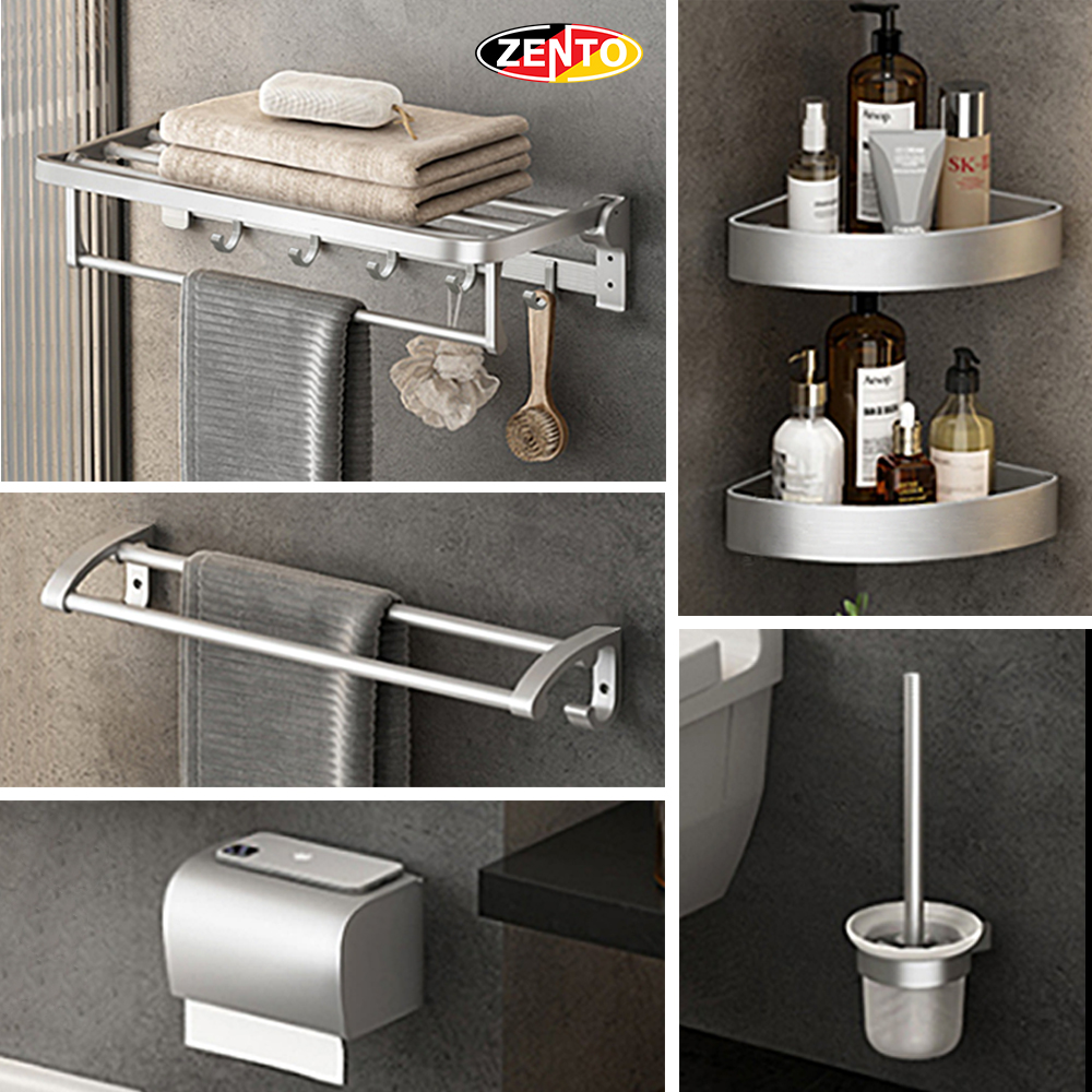 Bộ 5 phụ kiện nhà tắm Zento AL03 (Aluminum) Bộ 5 phụ kiện nhà tắm Zento AL03 (Aluminum)