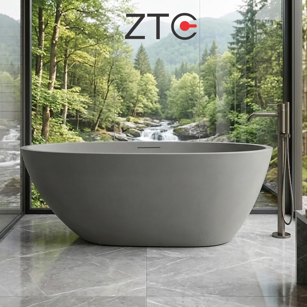 Bồn tắm nằm Egg-shaped Stone Bath ZTC-D003 (Cement-Grey)
