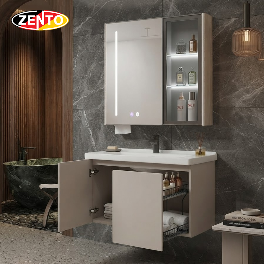 Bộ tủ lavabo gương đèn Led LV1153-Brown (E525)