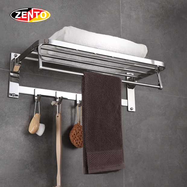 Giá để đồ kết hợp treo khăn inox304 Zento HA4645 Giá để đồ kết hợp treo khăn inox304 Zento HA4645