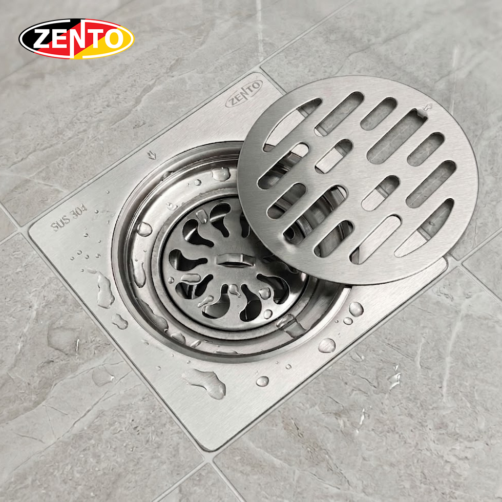 Phễu thoát sàn chống mùi inox304 Zento TS323 (120x120mm)