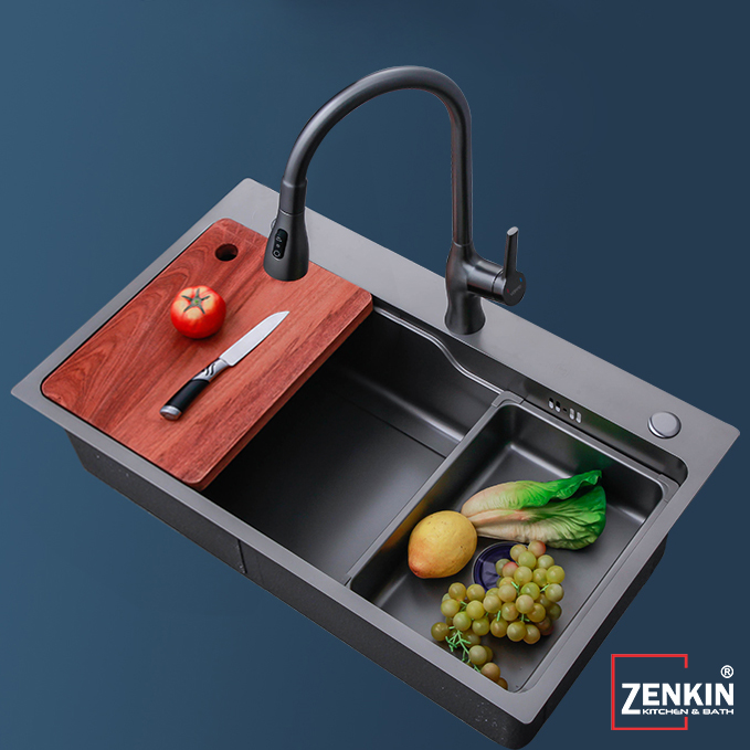 Chậu rửa chén, bát 1 hố Zenkin kitchen sink ZK7545F-201Black Chậu rửa chén, bát 1 hố Zenkin kitchen sink ZK7545F-201Black