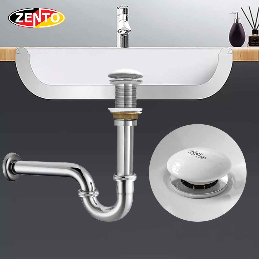 Bộ xi phông lavabo kín xả nhấn sứ ZXP011-2