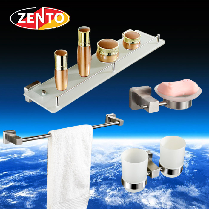 Bộ 4 phụ kiện gương phòng tắm inox 304 Zento HC167 Bộ 4 phụ kiện gương phòng tắm inox 304 Zento HC167