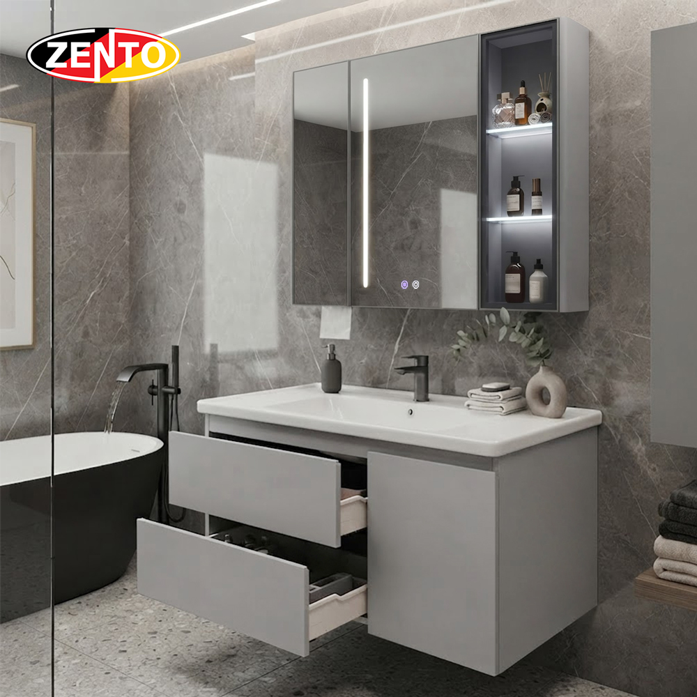 Bộ tủ lavabo gương đèn Led LV1156-Light grey (E08)