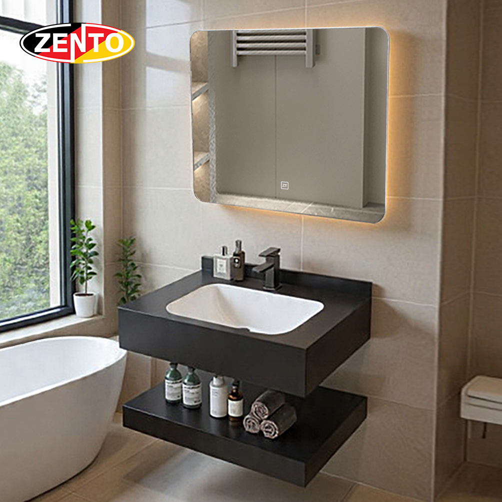 Bộ chậu lavabo âm, bàn đá, gương đèn Led ZT-LV8968