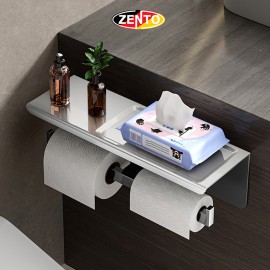 Lô giấy vệ sinh kép Zento HB1128-Brushed (Toilet paper holder)