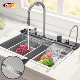 Chậu rửa chén, bát 1 hố kèm vòi rửa đa năng HD7546SLY-304-2025