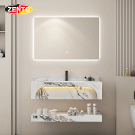 Bộ chậu lavabo, bàn đá, kệ, gương đèn Led ZT-LV8989-B (201)