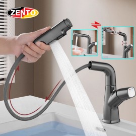 Vòi lavabo nóng lạnh Switch ZT2221-Gr (Dây rút)
