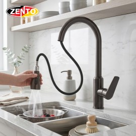 Vòi rửa chén bát nóng lạnh Pulldown Spray SUS5514-Gr (Dây rút)