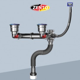 Bộ xi phông, ống xả chậu rửa chén, bát 2 hố cao cấp XP422