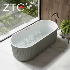 Bồn tắm nằm Roman Freestanding Stone Bath ZTC-D006 (Cement-Grey & White)
