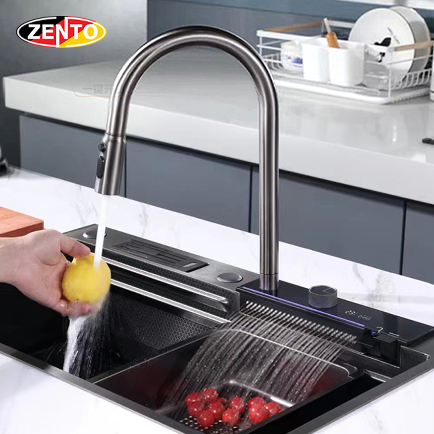 Vòi rửa chén bát 4in1 Waterfall faucet kitchen SUS5536Gr (dây rút)