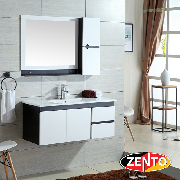 Bộ tủ, chậu, kệ gương Lavabo black and white ZT-LV996